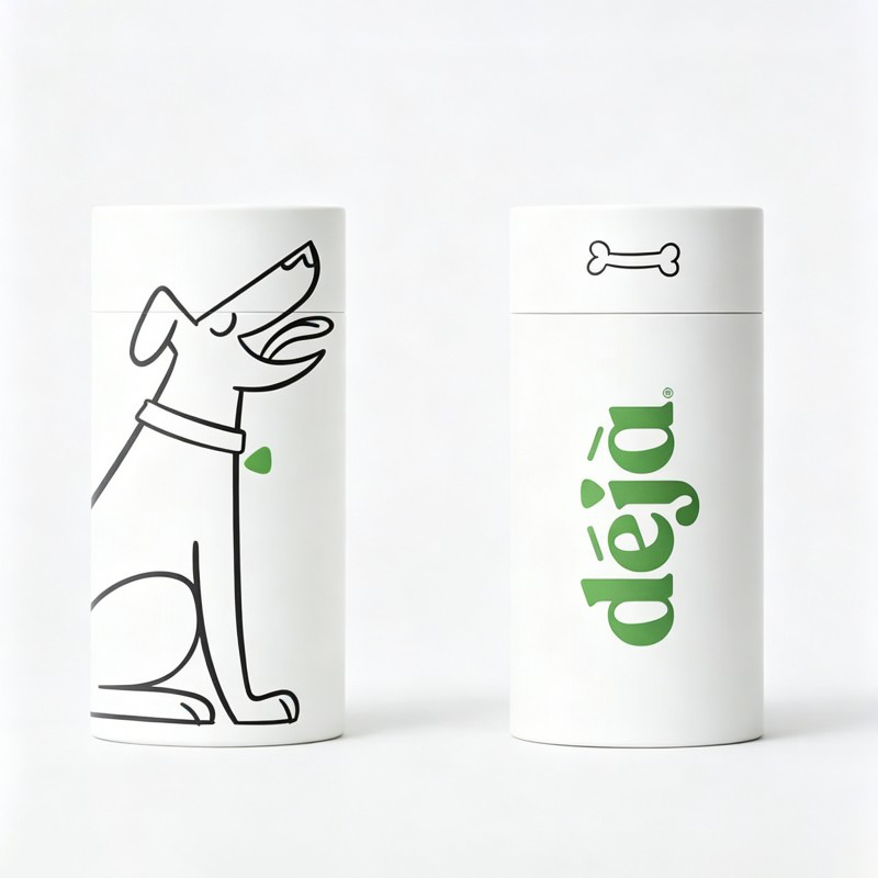 Emballage cylindrique pour friandises pour animaux de compagnie
